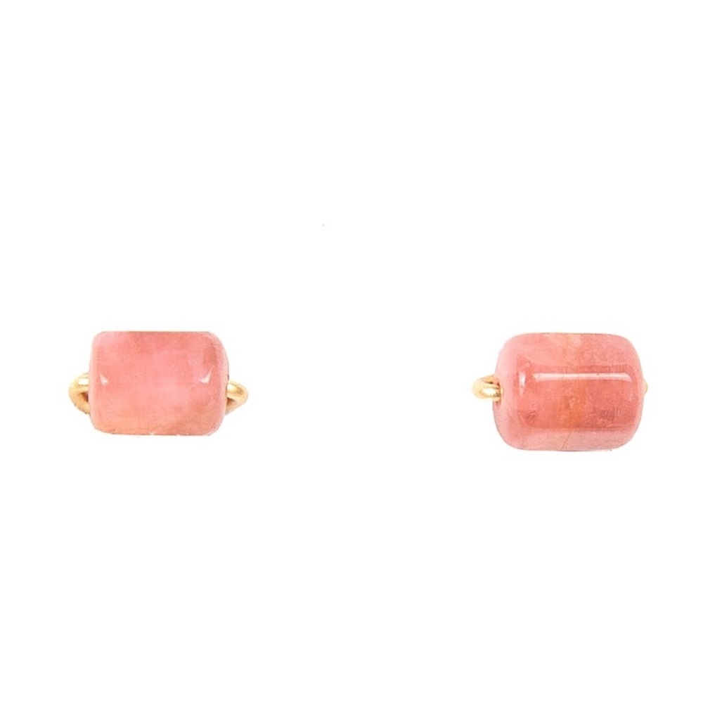 14K Gold Plated Pink Raw Druzy Rose Quartz Crystal Gemstone Stud Earrings